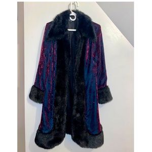 Vintage Aziz Shimmered Faux-Fur Robe Coat